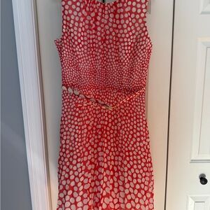Trina Turk Coral Polka Dot Sleeveless Dress